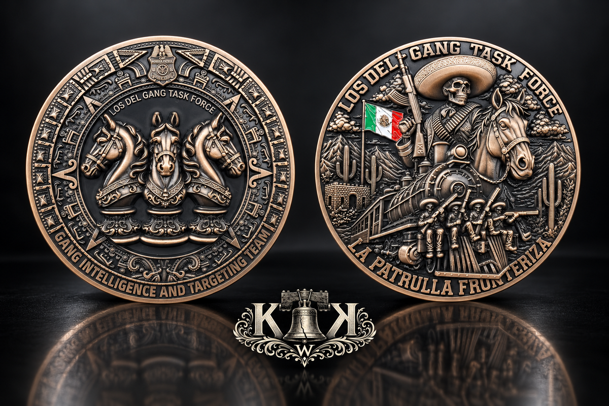 CBP Los Del gang task force challenge coin, front and back