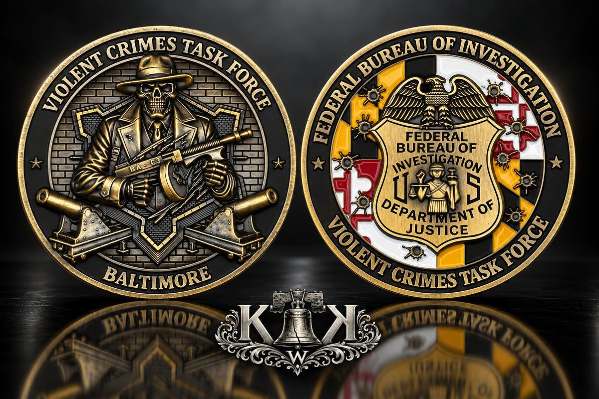 FBI Baltimore Violent Crimes Task Force challenge coin, front and back