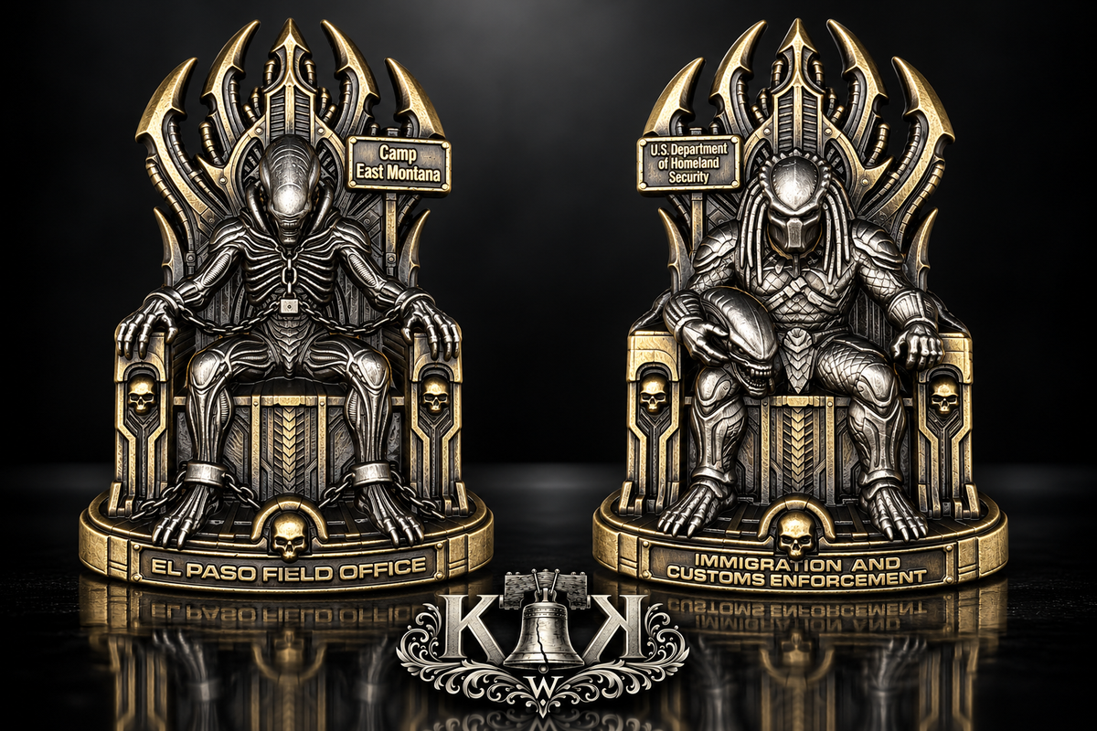 ICE El Paso field office throne challenge coin, front and back