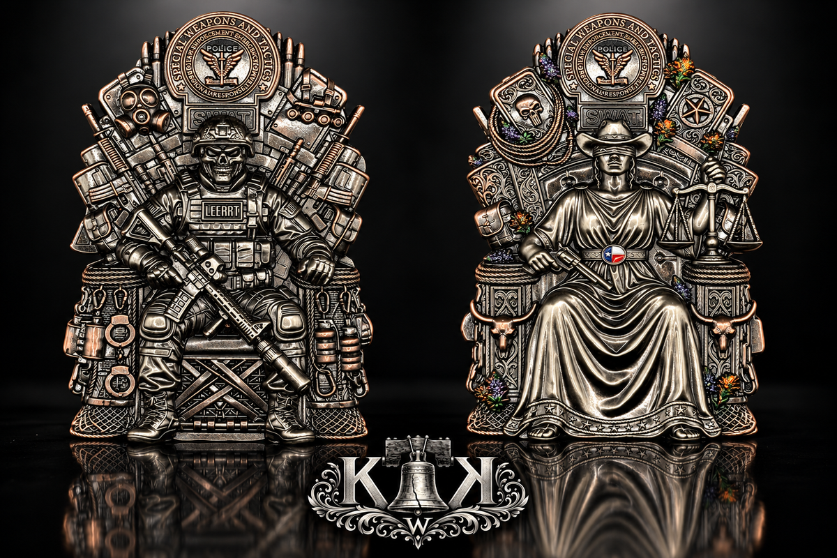 LEERRT throne challenge coin, front and back