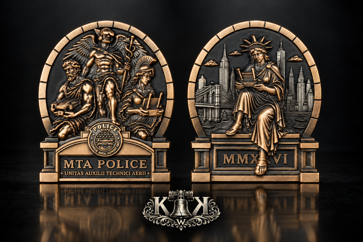 MTA Police challenge coin, front and back